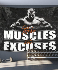 Personalized Fitness Home Gym Decor Motivational Banner Flag Tapestry, Gifts for Fitness Club
