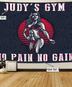 Personalized Fitness Home Gym Decor Woman Bikini Banner Flag Tapestry