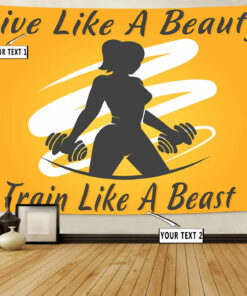 Personalized Fitness Women Banner Flag Tapestry Gym Wall Art Girl Train Like A Beast