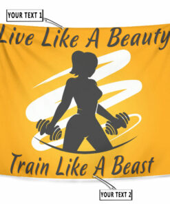 Personalized Fitness Women Banner Flag Tapestry Gym Wall Art Girl Train Like A Beast