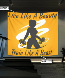 Personalized Fitness Women Banner Flag Tapestry Gym Wall Art Girl Train Like A Beast