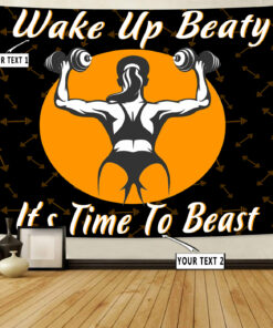 Personalized Fitness Women Banner Flag Tapestry Home Gym Decor Time To Beast