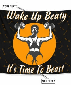 Personalized Fitness Women Banner Flag Tapestry Home Gym Decor Time To Beast