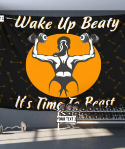 Personalized Fitness Women Banner Flag Tapestry Home Gym Decor Time To Beast