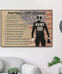 Personalized Football Life Lessons Believe In Yourself Football US Flag Poster Canvas Wall Art