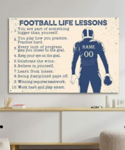 Personalized Football Life Lessons Poster Football Player Something Bigger Than Yourself Wall Art Canvas
