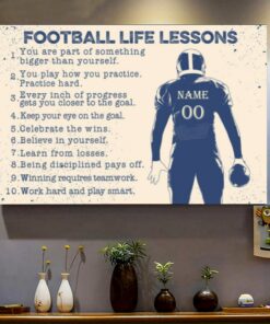 Personalized Football Life Lessons Poster Football Player Something Bigger Than Yourself Wall Art Canvas