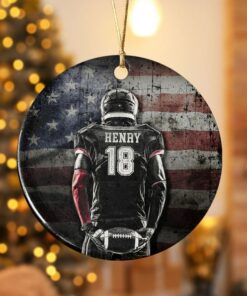 Personalized Football Sport Ceramic Ornament, Birthday Christmas Decoration Gifts For Football Player, Motivational Gifts For Football Team