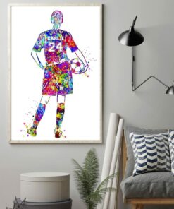 Personalized Girls Soccer Player Watercolor Lover Sport Meaning Gifts to Daughter Her Girl