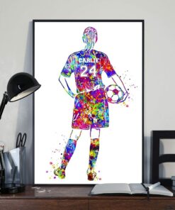 Personalized Girls Soccer Player Watercolor Lover Sport Meaning Gifts to Daughter Her Girl