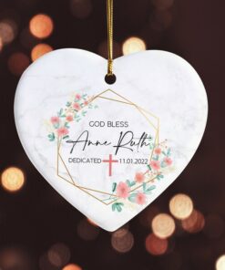 Personalized God Bless Ceramic Ornament, Baptism, Custom Christened Keepsake, Christmas Gift For Goddaughter, Baptism Gift From Godmother