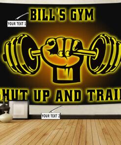 Personalized Gym Banner Flag Tapestry Bodybuilding Home Gym Dumbbell Weightlifting
