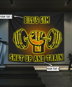 Personalized Gym Banner Flag Tapestry Bodybuilding Home Gym Dumbbell Weightlifting