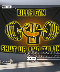 Personalized Gym Banner Flag Tapestry Bodybuilding Home Gym Dumbbell Weightlifting