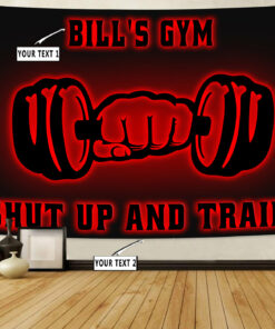 Personalized Gym Banner Flag Tapestry Home Gym Bodybuilding Dumbbell Weightlifting