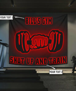 Personalized Gym Banner Flag Tapestry Home Gym Bodybuilding Dumbbell Weightlifting