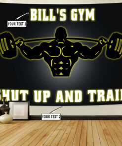 Personalized Gym Banner Flag Tapestry Muscle Man