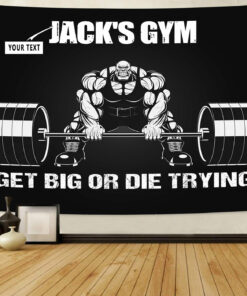Personalized Gym Banner Flag Tapestry Muscle Man Gifts for Gym Lovers