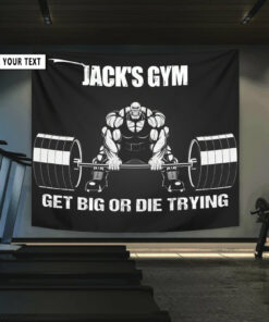 Personalized Gym Banner Flag Tapestry Muscle Man Gifts for Gym Lovers