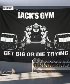 Personalized Gym Banner Flag Tapestry Muscle Man Gifts for Gym Lovers