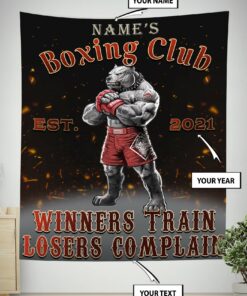 Personalized Gym Banner Tapestry Home Gym Decor Boxing Gym Pitbull