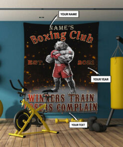 Personalized Gym Banner Tapestry Home Gym Decor Boxing Gym Pitbull