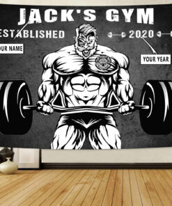 Personalized Gym Banner Tapestry Wall Decor Bodybuilding Gift