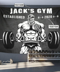 Personalized Gym Banner Tapestry Wall Decor Bodybuilding Gift