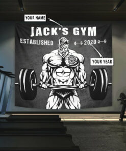 Personalized Gym Banner Tapestry Wall Decor Bodybuilding Gift