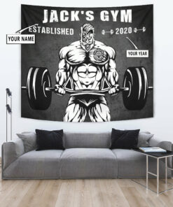 Personalized Gym Banner Tapestry Wall Decor Bodybuilding Gift