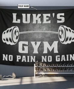 Personalized Gym Banner Tapestry Wall Decor Weightlifting Gift