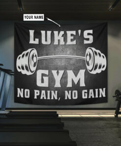 Personalized Gym Banner Tapestry Wall Decor Weightlifting Gift