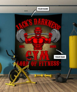 Personalized Gym Flag Banner Tapestry Devil Demon Home Gym Decor Motivational Quotes