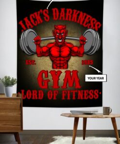 Personalized Gym Flag Banner Tapestry Devil Demon Home Gym Decor Motivational Quotes