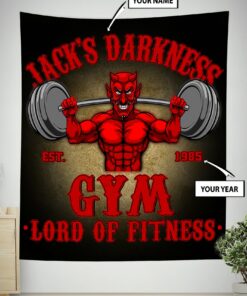 Personalized Gym Flag Banner Tapestry Devil Demon Home Gym Decor Motivational Quotes