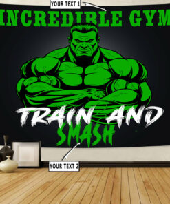 Personalized Gym Flag Banner Tapestry Gym Wall Art Motivational Quotes