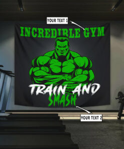 Personalized Gym Flag Banner Tapestry Gym Wall Art Motivational Quotes
