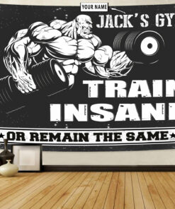 Personalized Gym Flag Banner Tapestry Home Gym Decor Bodybuilding Gift