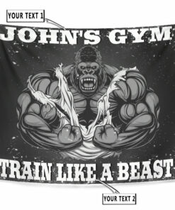 Personalized Gym Flag Banner Tapestry Home Gym Decor Bodybuilding Gorilla Train Like A Beast