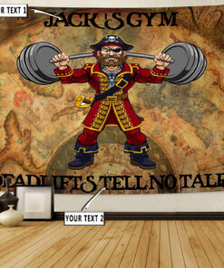 Personalized Gym Flag Banner Tapestry Pirate Weight Lifting Home Gym Decor