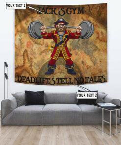 Personalized Gym Flag Banner Tapestry Pirate Weight Lifting Home Gym Decor