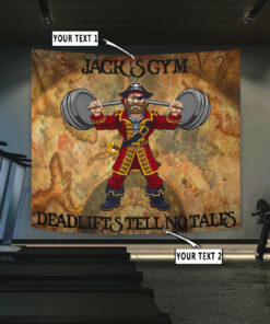 Personalized Gym Flag Banner Tapestry Pirate Weight Lifting Home Gym Decor