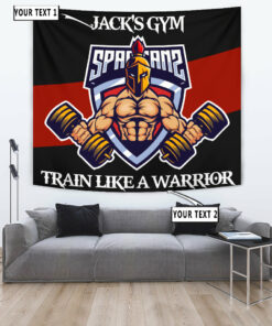 Personalized Gym Flag Banner Tapestry Spartan Home Gym Decor Motivational Quotes