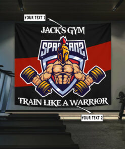 Personalized Gym Flag Banner Tapestry Spartan Home Gym Decor Motivational Quotes