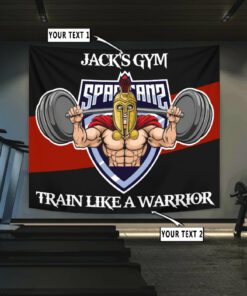 Personalized Gym Flag Banner Tapestry Warrior Weight Lifting Home Gym Decor
