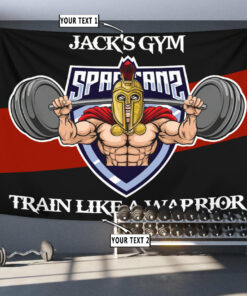Personalized Gym Flag Banner Tapestry Warrior Weight Lifting Home Gym Decor