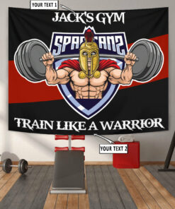 Personalized Gym Flag Banner Tapestry Warrior Weight Lifting Home Gym Decor