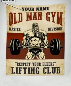 Personalized Gym Flag Banner Tapestry Weightlifting Old Man Home Gym Decor Wall Art