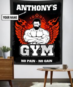 Personalized Gym Flag Tapestry Garage Gym Wall Art Home Gym Idea