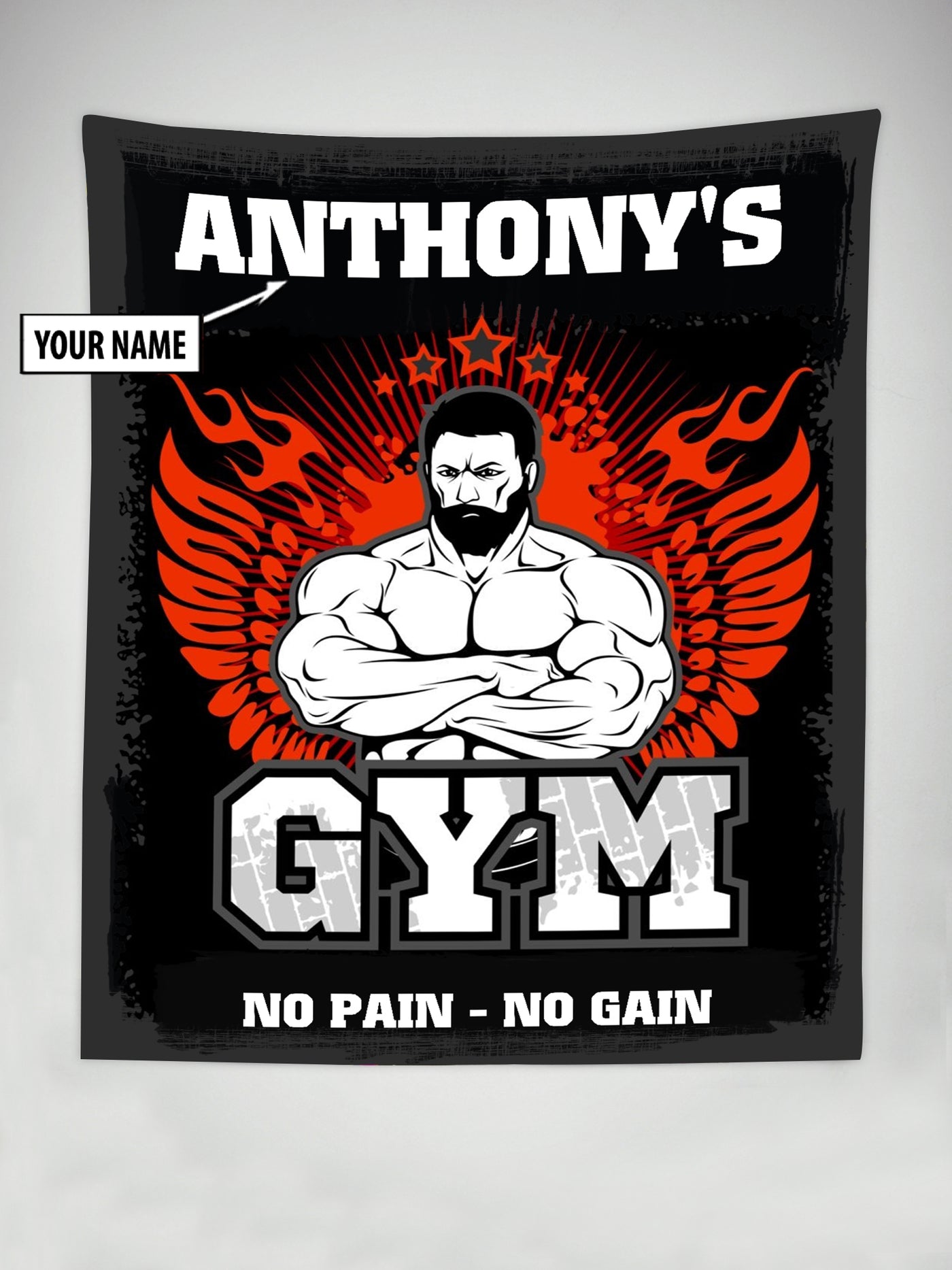 Personalized Gym Flag Tapestry Garage Gym Wall Art Home Gym Idea